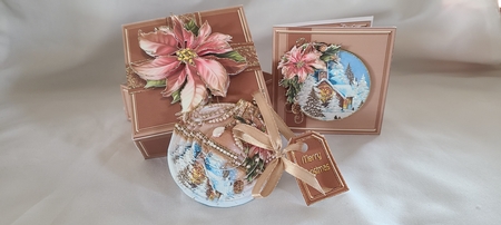 Rose Gold 3D Bauble Christmas Church Scene Kit.5 by Beverly Johnston