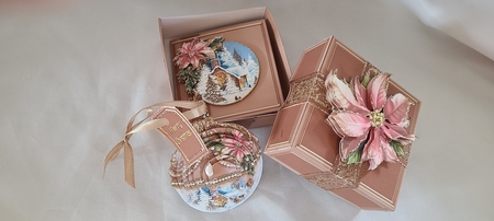 Rose Gold 3D Bauble Christmas Church Scene Kit.5 by Beverly Johnston