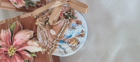 Rose Gold 3D Bauble Christmas Church Scene Kit.5 by Beverly Johnston