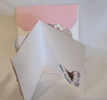 Beautiful Blue Blush Butterfly and Flower Easel with a Twist 1429 by Beverly Johnston