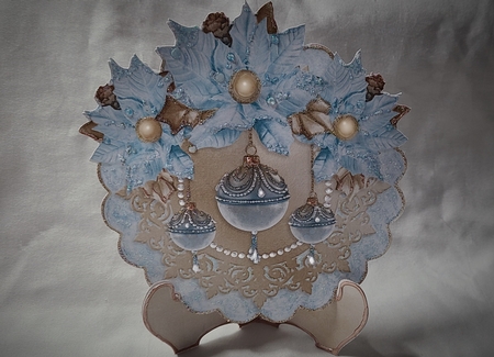 Blue Christmas Plate and Stand by Beverly Johnston