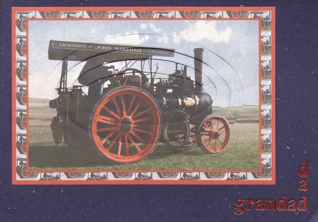 Steam Engine Pyramid Card Front by Beverly Perry