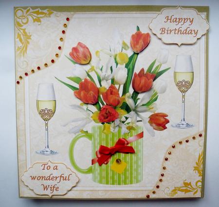 Pretty Flowers with Wine Decoupage Topper 5 by Beverly Smith