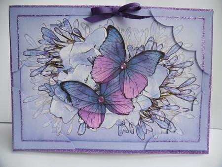 A5 Butterflies N Flowers Scallop Corners and Pyramage by Beverly Smith