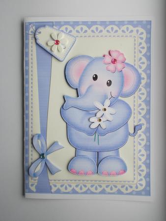 A4 Lola Elephant's Flowers Card Topper by Beverly Smith