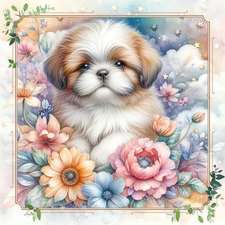 Dreamy Floral Pups 7 by BILLYBOB M 
