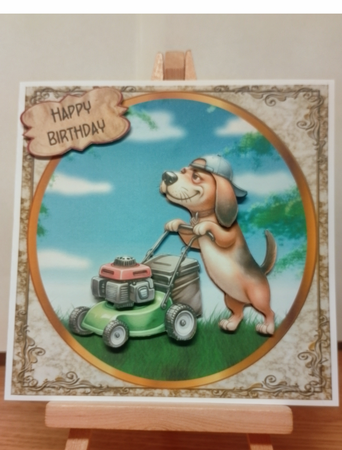Mans Best Friend 2 - 6x6 inch card front with decoupage   by BILLYBOB M 