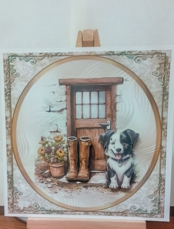 Mans Best Friend 3 - 6x6 inch card front with decoupage   by BILLYBOB M 