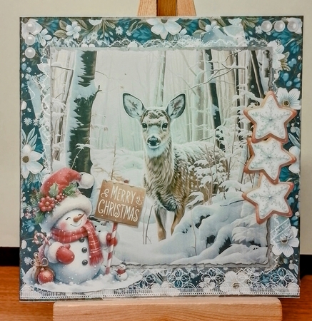 Winter Woodland 9: Deer 5 x 5 Quick Cut & Fold Card with Sentiments by BILLYBOB M 