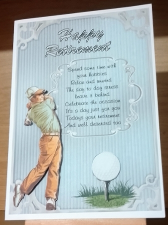 Happy Retirement 4 - A5 inch card front with decoupage   by BILLYBOB M 