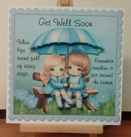 Get Well Soon 1 - 6x6 inch card front with decoupage   by BILLYBOB M 
