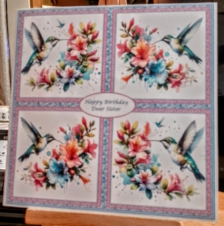 8 x 8 humming birds quick card front. by BILLYBOB M 
