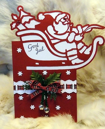 Santas Sleigh Over The Top Card by Bodil Lundahl