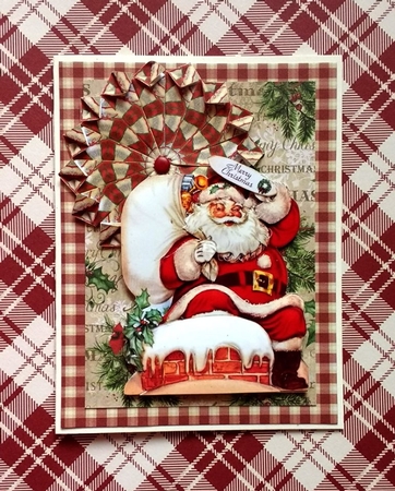 Shaped Card Front Santa Decoupage by Bodil Lundahl