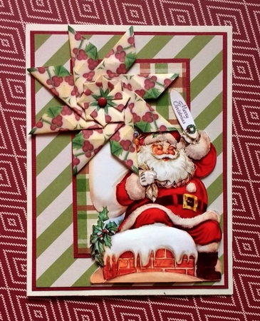 Shaped Card Front Santa Decoupage by Bodil Lundahl