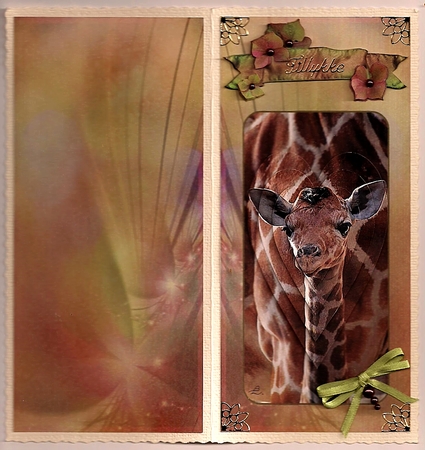 Mother and Baby Giraffe, Dl Card Front and Back by Bodil Lundahl
