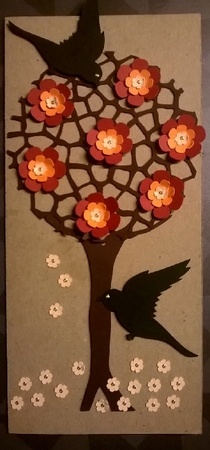 DL Tree Z Card with bird and blossoms by Bodil Lundahl