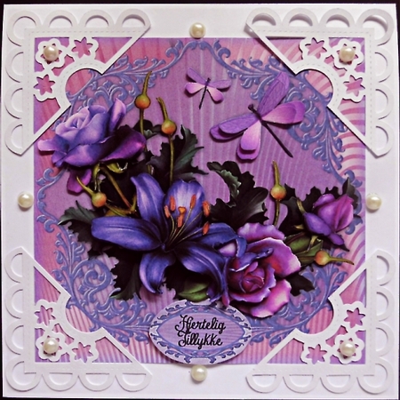 3 sheets Purple-icious floral CARD KIT by Bodil Lundahl