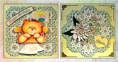 Two lovely heart mats with backings by Bodil Lundahl