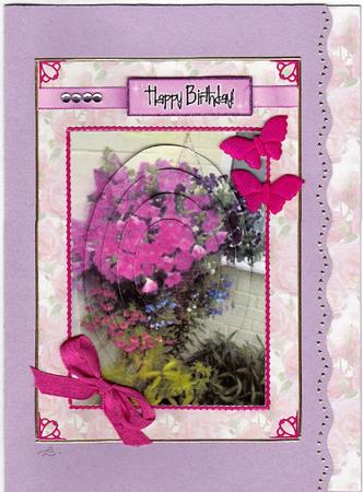 Purple Flowers Hanging Basket, Oval Pyramids by Bodil Lundahl