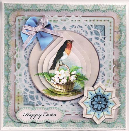 Singing Robin, Tea-bag Tiles & Backing by Bodil Lundahl