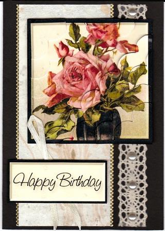 Two Pink Roses Corner Stacker by Bodil Lundahl