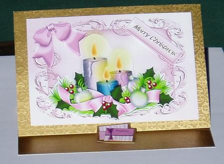 Christmas Candles with Bow in Ornate Frame by Brenda Hopkins