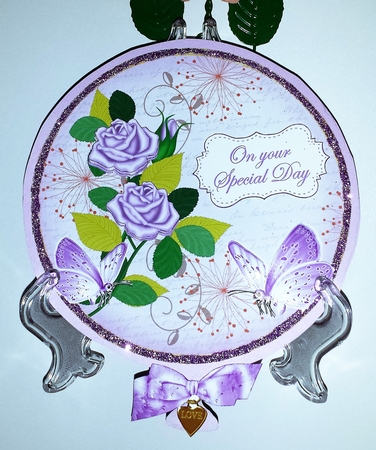 Lilac Rose Special Day 7in Circle Decoupage Topper by Brenda L Carmichael