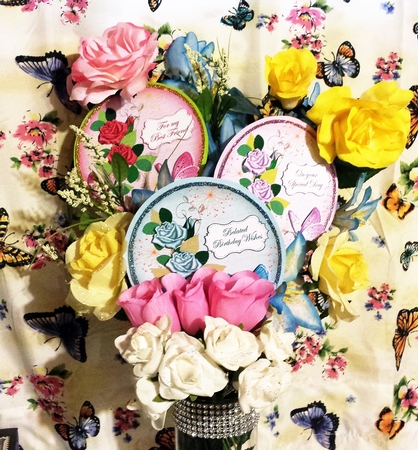 Lilac Rose Special Day 7in Circle Decoupage Topper by Brenda L Carmichael