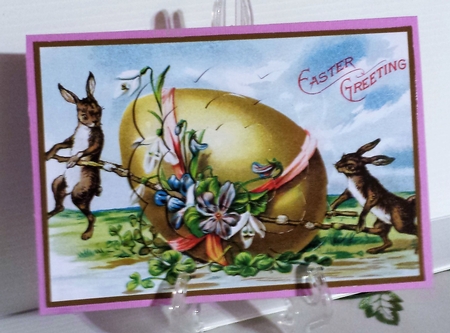 Bunnies with Easter Egg Scalloped Pyramid by Brenda L Carmichael