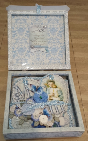 A Mothers Love  8X8 Ornate Keepsake Box, Popup Card, Bookmark & Hanging Heart Gift Kit by Brenda L Carmichael