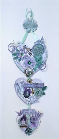 Lavender Dreams Hanging Hearts Trio by Brenda L Carmichael