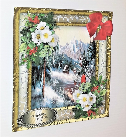 Beautiful Cardinal, Holly and Mountain Scene  by Brenda L Carmichael