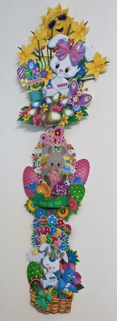Bunny Hop - Hanging Easter Eggs Trio by Brenda L Carmichael