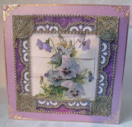 Purple Pansies Lace 5inch 3D Paper Weaving Sheet by Brenda Meade