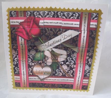 Red Rose Valentine Black Damask 5in Paper Weaving Sheet by Brenda Meade