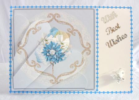 Blue Flowers Fan Card by Brenda Needham