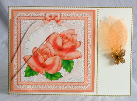 Just Roses Quick Card with Fan Pyramage Topper by Brenda Needham