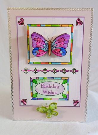 'stained Glass Butterfly' Birthday Card by Brenda Needham