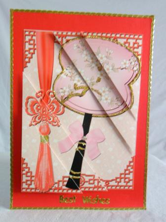 Cherry Blossom Fan 7x5inch Triangle Duo Corner Stacker by Brenda Needham