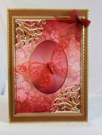 Textured Floral Card Front - Deep Rose by Brenda Needham