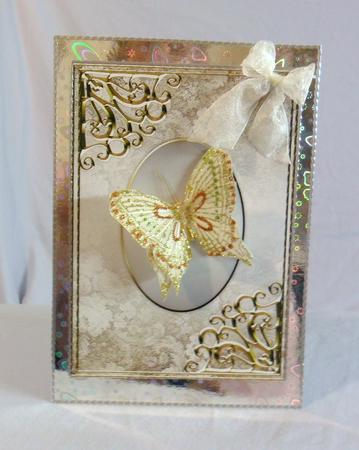 Textured Floral Card Front - Silver Grey by Brenda Needham