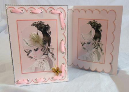 Vintage Lady Scallop Edge Card (pink) by Brenda Needham