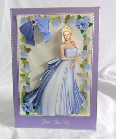 Beautiful Lady with Blue Roses, A4 Topper by Brenda Needham