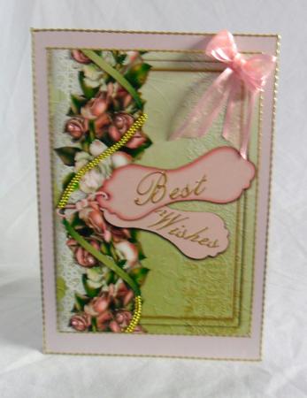 Best Wishes Pink Green Roses A4 Picture Sheet by Brenda Needham