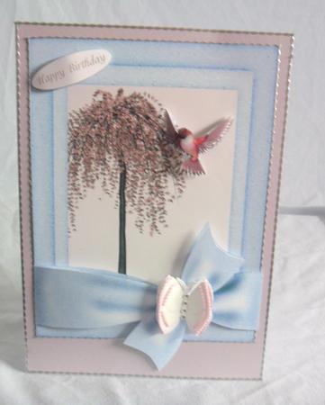Cherry Tree with Bird in Flight 3D by Brenda Needham
