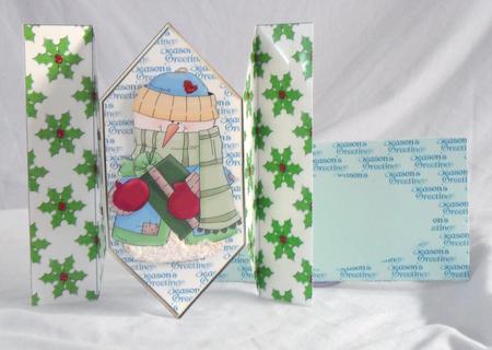 Snowman Greetings - Diamond Fold Card by Brenda Needham