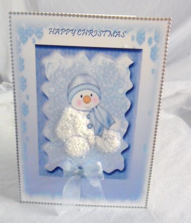 A4 Fluffy Blue Snowman by Brenda Needham