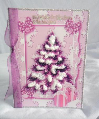 Pink Christmas Tree with Presents A4 by Brenda Needham