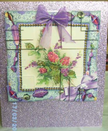Rose Bouquet Beaded All 4 Corner Stacker Card Front by Brenda Needham